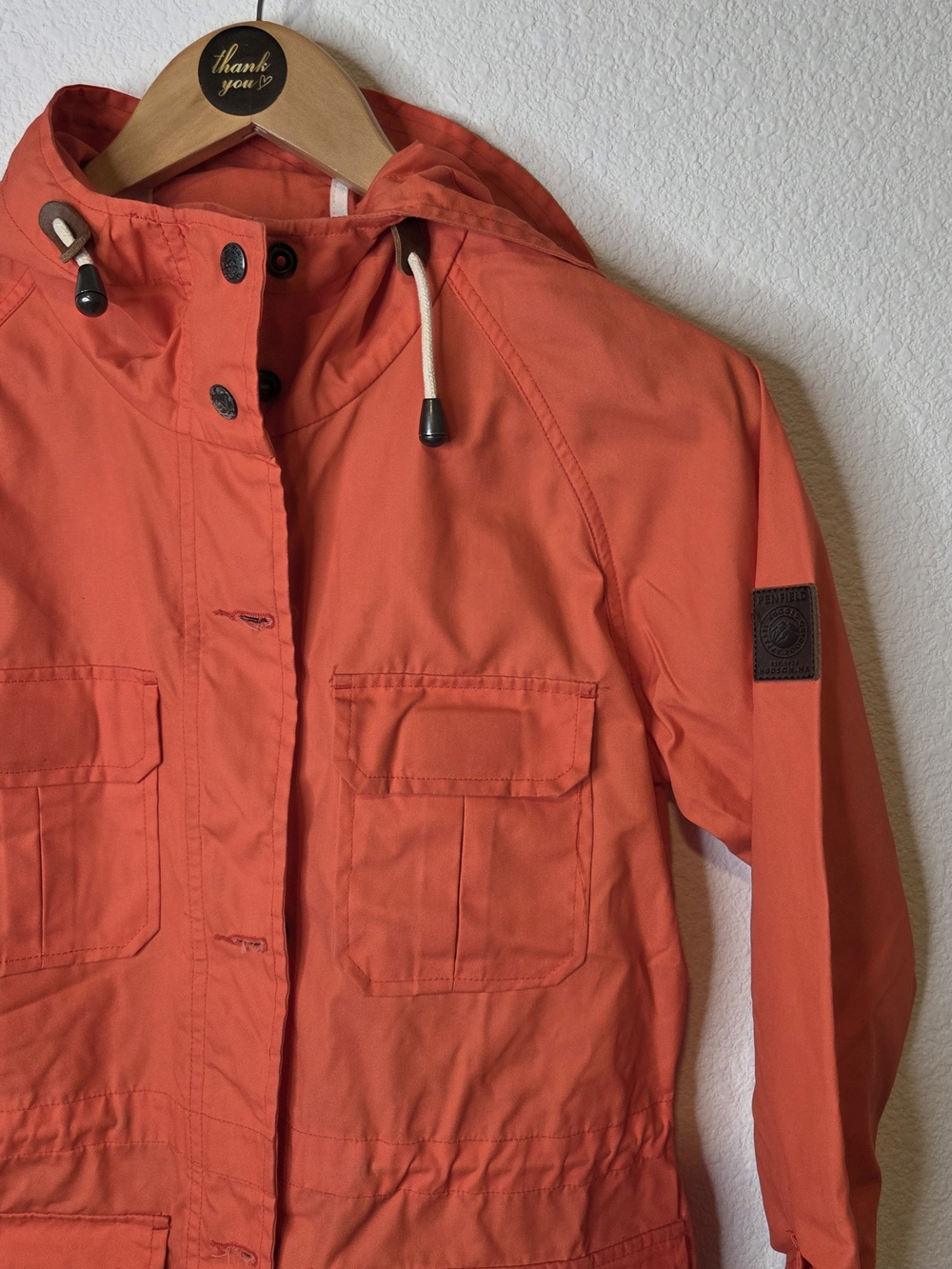 Trailwear By Penfield X Madewell Orange Hooded Utility Jacket Size Medium